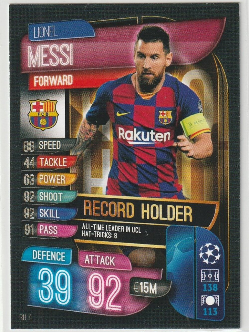 3for$99 LIONEL MESSI 2019-20 Match Attax Extra Record Holder Barcelona #RH4
